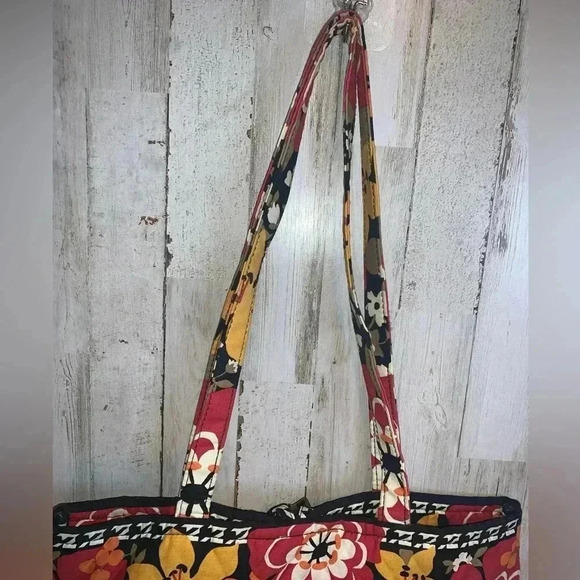 Vera Bradley Quilted Tote Bag Orange Red Floral Pattern - Picture 10 of 14